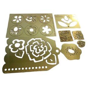 Brass Flower Stencil Embossing Set Scrapbooking Crafts Templates Collection
